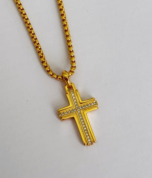CADENA PARA CABALLERO CON CRUZ BLANCO