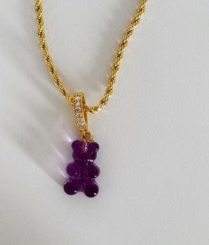 COLLAR GUMMY BEAR MORADO TRASLÚCIDO