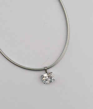 Collar crystal cube plata