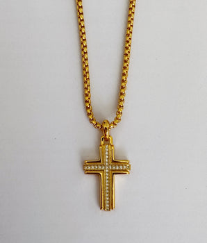 CADENA PARA CABALLERO CON CRUZ BLANCO