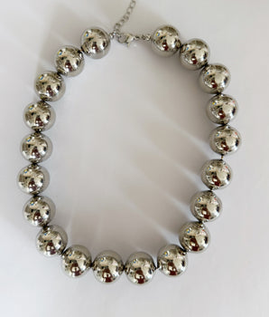 COLLAR CUENTAS 15MM PLATA