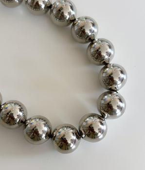 COLLAR CUENTAS 15MM PLATA