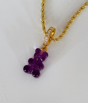 COLLAR GUMMY BEAR MORADO TRASLÚCIDO