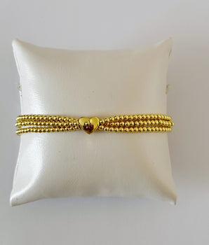 PULSERA DE CUENTAS TRIPLE CORAZÓN