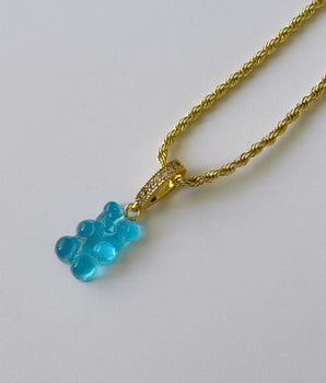 COLLAR GUMMY BEAR AZUL TRASLÚCIDO