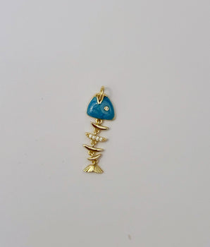 CHARM BLUE FISH BONES